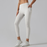 Women Pocket Running Fitness Pants High Waist Yoga Pants