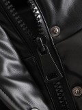 Leather Casual solid color leather cotton-padded Stand Collar jacket