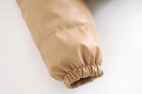 Leather Casual solid color leather cotton-padded Stand Collar jacket