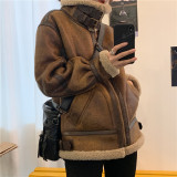Lamb wool coat women's autumn and winter loose fur leather jacket