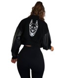 Autumn And Winter Style Street Trendy Pu Patchwork Embroidered Jacket