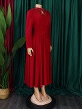 Women High Neck Elegant Beading African Dress
