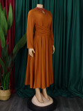 Women High Neck Elegant Beading African Dress
