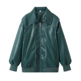 Autumn Women's Retro Stand Collar Leather Jacket