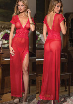 Plus Size See-Through Mesh Sexy Women's Pajamas Sexy Lingerie Temptation V-Neck Long Dress Plus Size See-Through Mesh Sexy Women's Pajamas Sexy Lingerie Temptation V-Neck Long Dress