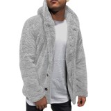 Autumn And Winter Men's Hooded Solid Color Fleece Sweater Fashionable Clothing