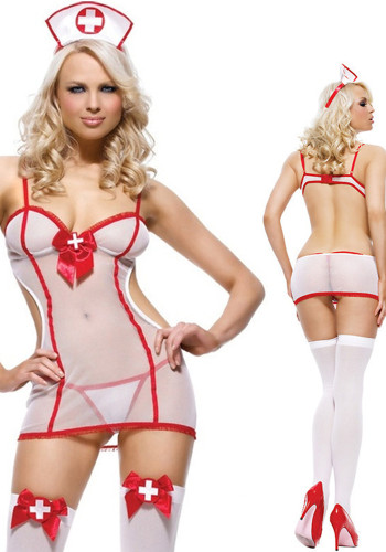 Sexy Nurse Cosplay Uniform Temptation Mesh Women's Sexy Lingerie
