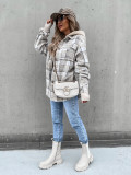 Winter Women's Outerwear Fashionable Hooded Plaid Coat