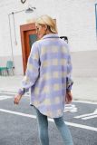 Autumn And Winter Single-Breasted Turndown Collar Long-Sleeved Plaid Cardigan Shirt For Women