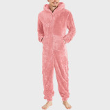 Men's Couple's Zippered Fleece Jumpsuit Thermal Pajamas