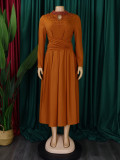 Women High Neck Elegant Beading African Dress