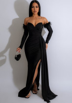Women's Slit Long Sleeves Evening Dress Women's Slit Long Sleeves Evening Dress