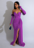 Women's Slit Long Sleeves Evening Dress