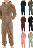 Men's Couple's Zippered Fleece Jumpsuit Thermal Pajamas