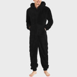 Men's Couple's Zippered Fleece Jumpsuit Thermal Pajamas