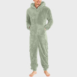 Men's Couple's Zippered Fleece Jumpsuit Thermal Pajamas