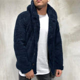 Autumn And Winter Men's Hooded Solid Color Fleece Sweater Fashionable Clothing