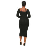 Autumn And Winter Long-Sleeved Chic Slim Sexy Halter Neck Knitting Bodycon Women's Dress