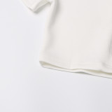 Women Casual Short Sleeve T-Shirt Fashion Patchwork Diamond Cropped Top
