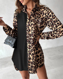 Spring/Winter Long Sleeve Printed Patchwork Shirt Dress