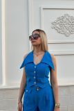 Women's Two Piece Set Summer Sleeveless Short Vest Top Loose Solid Color Trousers