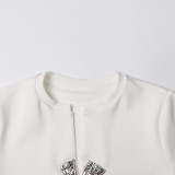 Women Casual Short Sleeve T-Shirt Fashion Patchwork Diamond Cropped Top