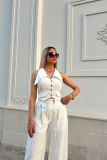 Women's Two Piece Set Summer Sleeveless Short Vest Top Loose Solid Color Trousers