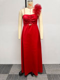 Sexy Slim Waist Ruffled One Shoulder Evening Dress