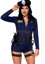 Policewoman Uniform Temptation Blue Police Costume Halloween Game Uniform Cosplay Outfit