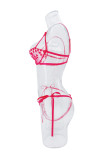 Romantic Heart Embroidered Sexy See-Through Mesh Bra Thong Lingerie Set