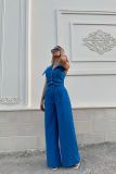 Women's Two Piece Set Summer Sleeveless Short Vest Top Loose Solid Color Trousers