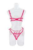 Romantic Heart Embroidered Sexy See-Through Mesh Bra Thong Lingerie Set