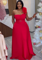 Sexy Slim Waist Ruffled One Shoulder Evening Dress Sexy Slim Waist Ruffled One Shoulder Evening Dress