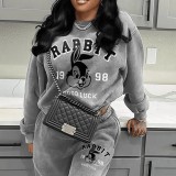Women rabbit print Top and Pant two-piece set