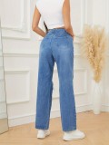 Women Vintage Ripped Straight Denim Pants