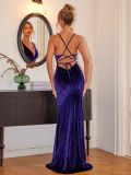 Women Summer Sexy Backless Mermaid Sequin Evening Dress