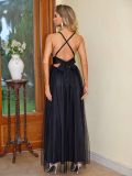 Women Sequin Patchwork Backless Dress