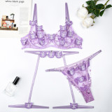 Women Butterfly Embroidery Sexy Lingerie Set