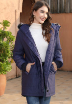 Plus Size Women Autumn and Winter Hooded Warm Padded Jacket