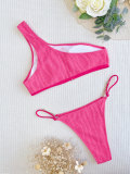 Women Sexy Solidbikini Backless One Shoulder Swimwear