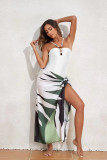 Women's Straps One-Piece Swimsuit Long Skirt Two-Piece Beachwear