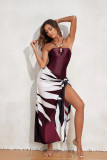 Women's Straps One-Piece Swimsuit Long Skirt Two-Piece Beachwear