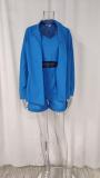 Spring Women's Chic Solid Color Vest Shorts Blazer Three Piece