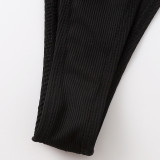 Summer Sexy Two Pieces Women's Ribbed Solid Color Bikini Swimsuit