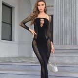 Strapless Sexy Lingerie Mesh Hollow See-Through Sexy Dress