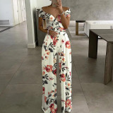 Summer Women's Fashion Chic Trendy Printed Wide Leg Jumpsuit