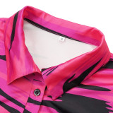 Women's Spring And Summer Printed Fashion Casual Pleated Long Sleeve Slim Chic Long Dress