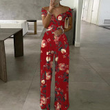 Summer Women's Fashion Chic Trendy Printed Wide Leg Jumpsuit