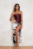 Women's Straps One-Piece Swimsuit Long Skirt Two-Piece Beachwear