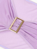 Metal Buckle Bikini Mesh Skirt Sexy Three-Piece Swimsuit